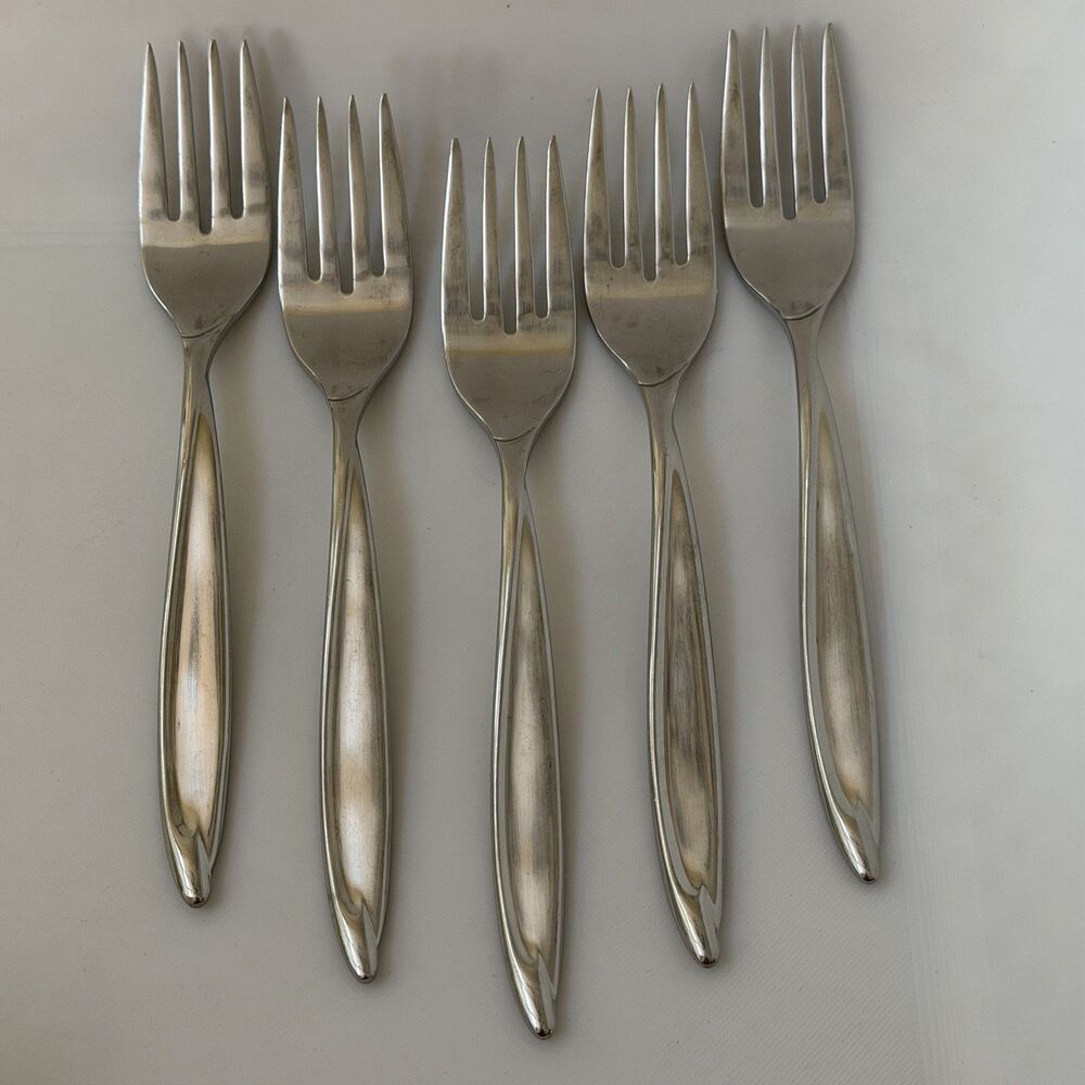 5pc INTERNATIONAL Americana Stainless Deluxe Salad Forks 6 5/8” Satin